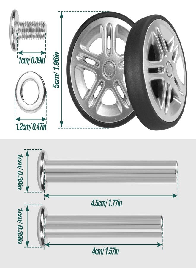 Ech.Apr Luggage Wheels Replacement OD 50mm, 8 Pcs Suitcase Replacement Double-Row Wheels, Wear Resistant Rubber Repair Swivel Casters for Travel, Silver - Image 2